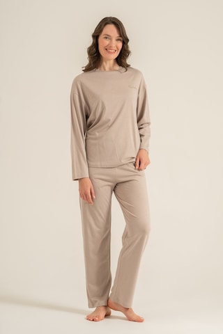 Pierre Cardin Kadın Kahverengi Uzun Kol Pijama Takım Pc9304-s-v3 Pc9304-s-v3
