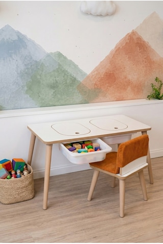 Montessori Çocuk Masası - Oyun Masası - Aktivite Masası - Çalışma Masası - Etkinlik Masası Beyaz