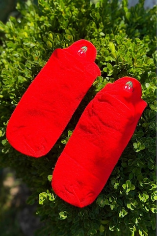 Lousocks Unisex Kiraz Nakışlı Spor Patik Çorap Kırmızı