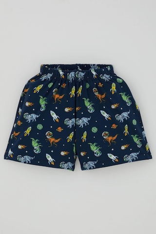 Breeze Erkek Bebek Şortlu Pijama Takımı Uzay Temalı Astronot Dinozor Desenli 9 Ay-3 Yaş, Lacivert