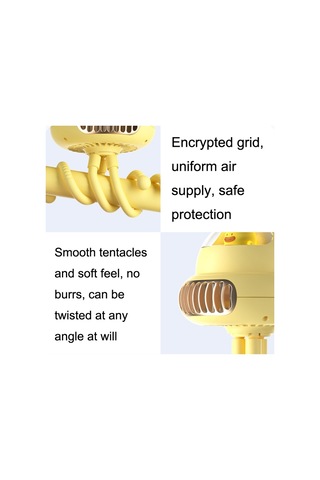 Scroıng Head Stoller Fan Yapraksız Ahtapot Sessiz Taşınabilir Mini Fan, Boyut:normal Versiyon Sarı