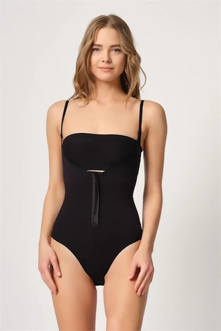 Ang Butik Siyah Göğsü Açık Agraflı Body Korse