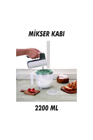 2200 Ml Şeffaf Ölçekli Mikser Karıştırma Kabı - Sıçratmayan Mixer Ölçü Kabı Plastik Şeffaf Diğer