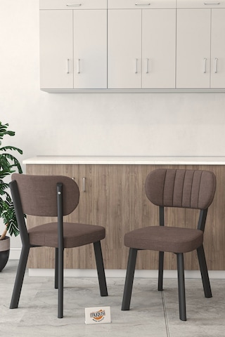 Gnr 70x110cm Sabit Beyaz Mutfak Masası Takımı, Yemek Masası, 4 Modern Kahverengi Sandalye Kahverengi