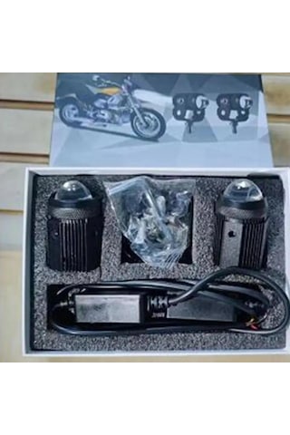 Lasonstiges Led Motosiklet Led Motosiklet Spot Işık 2 Adet Far Çift Renkli Lens Işık Huzmesi Atv Bisiklet Kapalı Motosiklet İçin