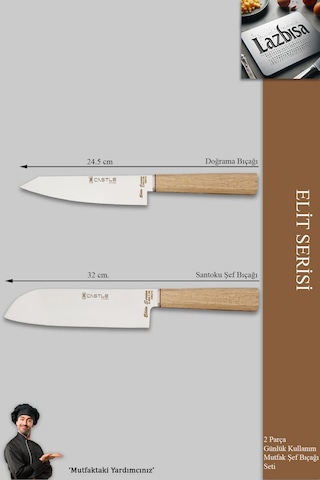 Elite Serisi Mutfak Bıçak Seti 2 Li Et Sebze Şef Bıçak Mft-216 Ceviz
