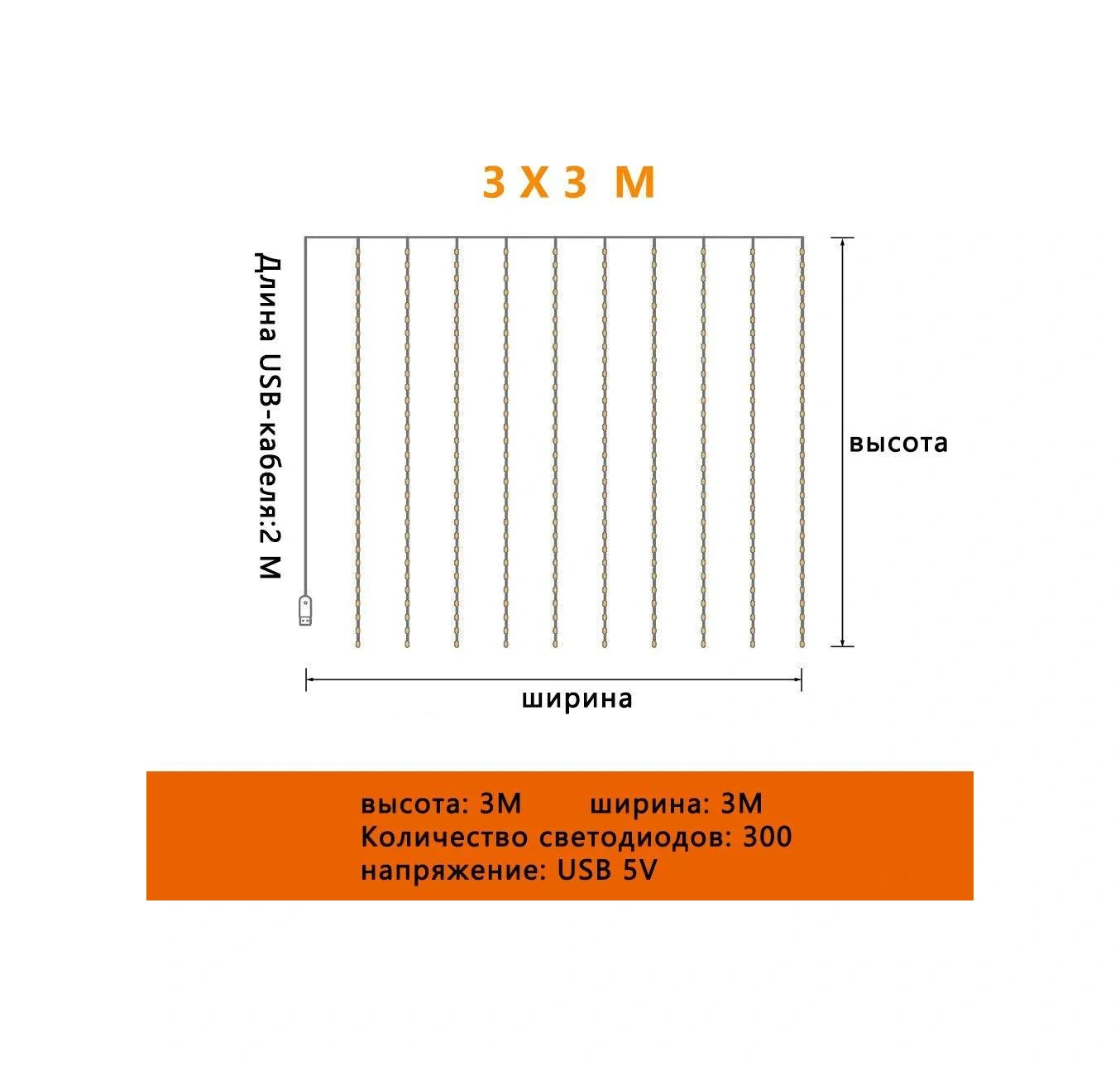Folinda 3 Metre 300 Led Pencerelik Işık Zinciri, Usb Beslemeli, Kumanda Kontrollü, 8 Aydınlatma Modu, İç Dekorasyon İçin Renkli Perde Işığı Renk