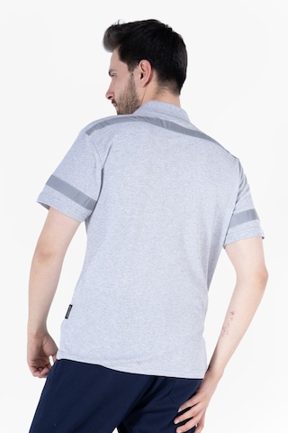 Polo Yaka Reflektörlü T-shirt Gri Melanj