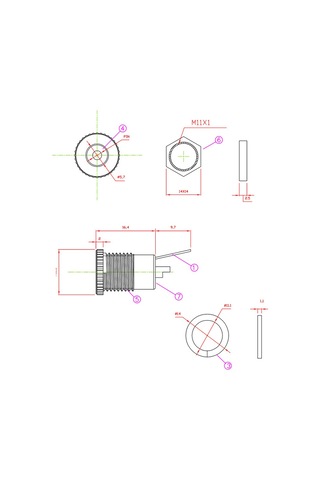 10 Adet Dişi Metal Panel Montaj Soketi Dc Güç Konnektörü Jak Fişi 5.5x2.1mm