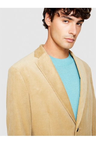 Sisley %100 Koton Slim Fit Kadife Ceket Erkek Bej Mont - 323a2sfrsw01b
