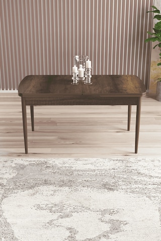 Eylül Serisi 80x132 Açılabilir Suntalam Metal Ayak Barok Ahşap Desen Mutfak Masası,yemek Masası Barok Ahşap Desen