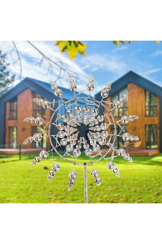 Yunboo Rüzgar Gücüyle Dönen Metal Bahçe Dekorasyonu - 31 Cm Çapında Parlak Rüzgar Gülü