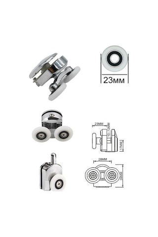 Tekerlek Duşakabin Tekerleği Alt Cam Rulman Krom Teker 23 Mm Beyaz - Şeffaf