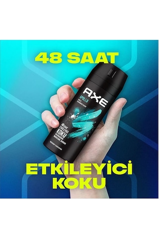 3 Adet Axe Erkek Sprey Deodorant Apollo 48 Saat Etkileyici Koku Vücut Spreyi 150 Ml