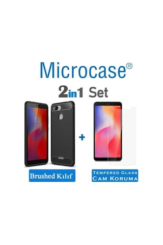 Microcase Xiaomi Redmi 6 Brushed Carbonfiber Silikontpu Kilif+Cam 277549868 - Seçenek / Cam Koruma-Cam Istiyorum