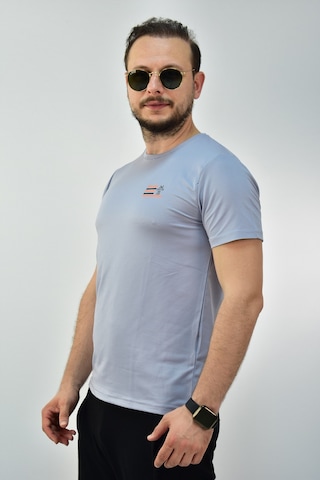 Escetic Erkek G2 Melanj Gri Slim Fit T-Shirt-3289 Açık Gri Melanj