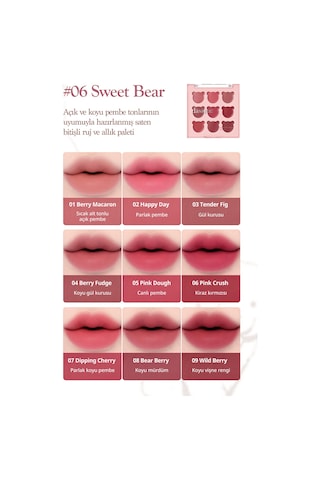 Dasique 9 Renkli Ruj & Allık Paleti Mood Painting Lip & Cheek Palette 06 Sweet Bear 06 Sweet Bear