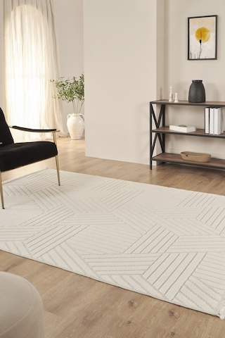 Kaşmir Halı İskandinav Arne Salon Mutfak Halısı Yolluk Krem