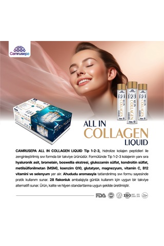 Camrusepa All In Collagen Liquid Tip 1-2-3 28 Flakon Likid Kolajen