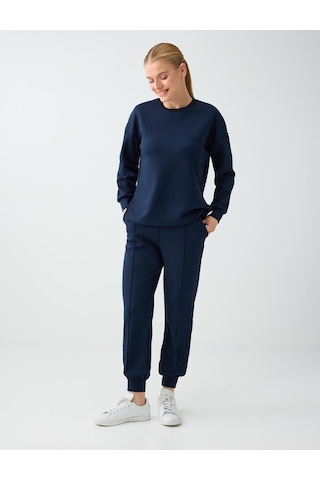Jimmy Key Lacivert Yüksek Bel Dar Paça Cepli Jogger Pantolon 6ww188602494