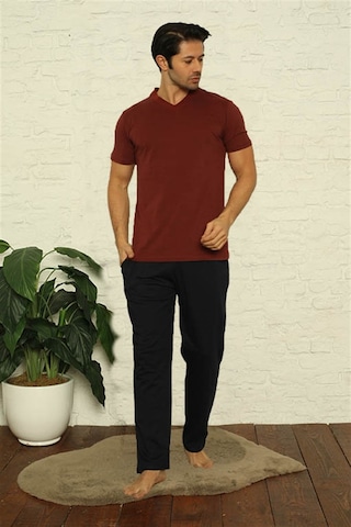 Akbeniz Erkek Bordo V Yaka 3'Lü Pijama Takım 6822-Bordo