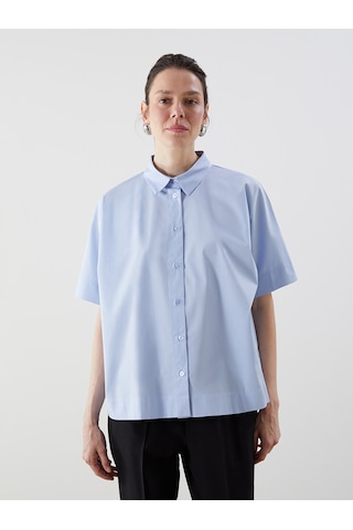 Lcw Comfort Mavi Oversize Poplin Kadın Gömlek
