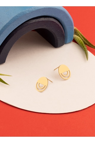 925 Ayar Gümüş Yarım Daire Ve İkili Çember Küpe