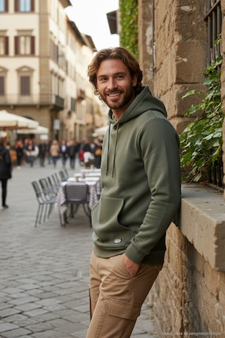 Buratti Regular Fit Kapüşonlu Kanguru Cepli Içi Tüylü Yumuşak Şardonlu Erkek Sweat 5905281 Haki