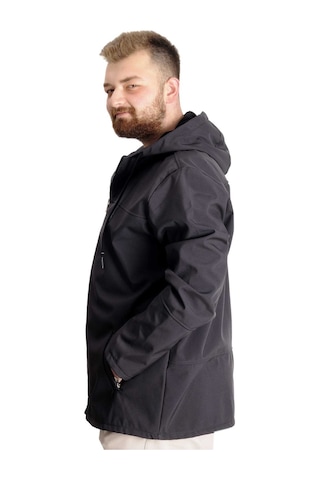 Mode Xl Büyük Beden Softshell Waterproff Kapüşonlu Mont 21235 Antrasit 001