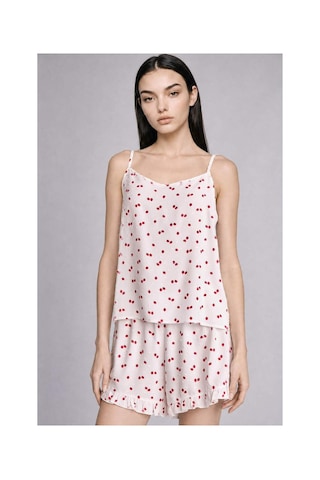 Defacto Regular Fıt Askılı 2li Vual Ecru Şortlu Pijama Takımı H7284ax26hser98 Ekru-er98