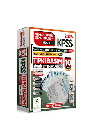2026 KPSS Genel Yetenek-Genel Kültür Çıkmış Soru Tıpkı Basım 10lu Deneme Paketi TG Video/PDF Çözümlü