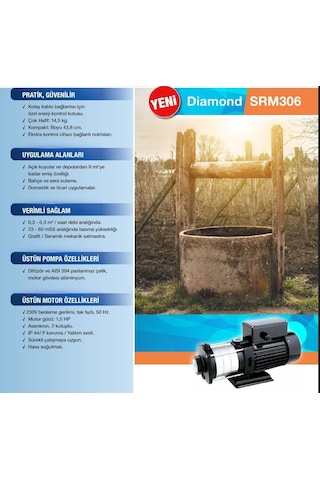 Alarko Srm 306 - 1.5 Hp 220v 50 Lt Tanklı Yatay Paslanmaz Çelik Paket Hidrofor 6 Kat / 12 Daire