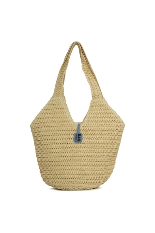 Bagmori Oval Kova Hasır Tote Çanta Krem
