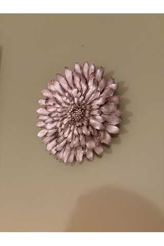 Dekoratif Çiçek Tabak / Duvar Süsü Eskitme Gümüş / Şampanya 28 Cm