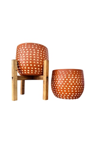 Bitki Tasarımı Nokta Desenli Terakota Saksı & Saksılık Dekoratif Salon Çiçekliği Ayaksız - 4 Ayaklı 15 Cm Bitki Tasarımı Nokta Desenli Terakota Saksı & Saksılık Dekoratif Salon Çiçekliği Ayaksız - 4 Ayaklı 15 Cm