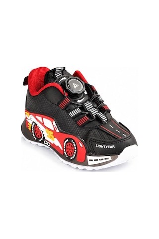 Mini Bonito Çocuk Spor Ayakkabı Mekanizmalı Çevirmeli Bağcıklı Günlük Kullanım Sneaker Siyah/kırmızı