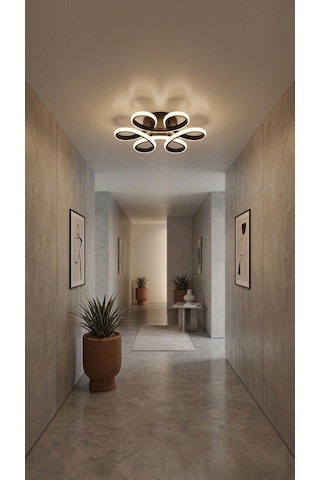 Liva Serisi 3 Renk Işıklı Premium Led Avize - Modern Geometrik Tasarım SİYAH 1.MODEL