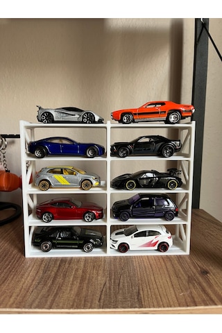 Hot Wheels Uyumlu 10 Araçlık Stand 1/64 Beyaz
