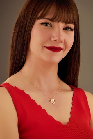 Dkmn Gümüş Elmas Şekilli Gümüş Kolye