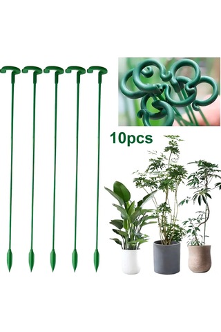 Dofolink Bitki Dik Tutucu, 48cm Plastik Çiçek Ve Çalı Destek Aynaları, Rüzgar/yağmur Koruması, 10 Adet - İç/çerkek Saksı Bitkileri İçin