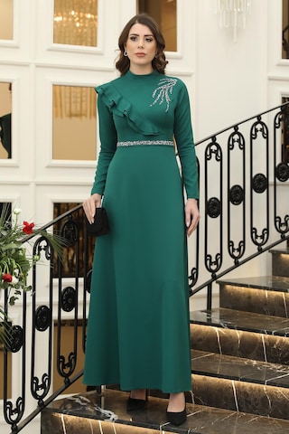 Elif Taşlı Tesettür Elbise Zümrüt Zümrüt