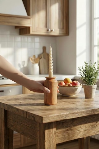 Ahşap Vazo Asper Küçük Dekoratif Saksı 16 Cm Ahşap