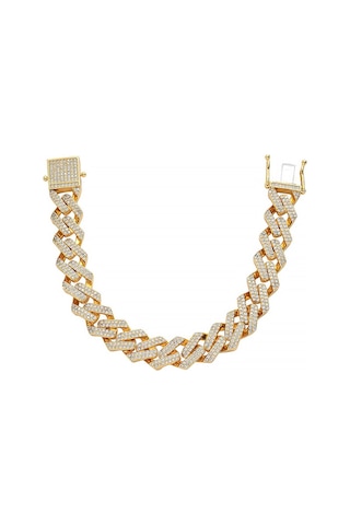 Chavin 15 Mm. Gold Kalın Taşlı Alloy Erkek Bileklik Ek19Sr Sarı