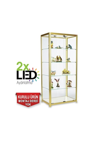 Camlı Vitrin - Cam Dolap - Camlı Koleksiyon Vitrini - Kurulu Ürün 180x80x40