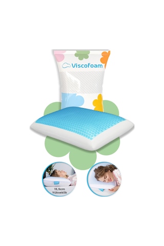 Viscofoam Bonni Terletmeyen Ortopedik Yastık Serinleten Visco Yastık Jelli Yastık 59x39x15.5cm