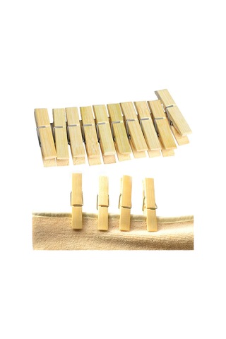 Maiyame 100 Adet Doğal Bambü Çamaşır Klembi - Dayanıklı, Hafif, İç/içeri Dışarı Kullanım - Dekoratif Ve Pratik Kullanım Seçenekleri Ahşap Renkli