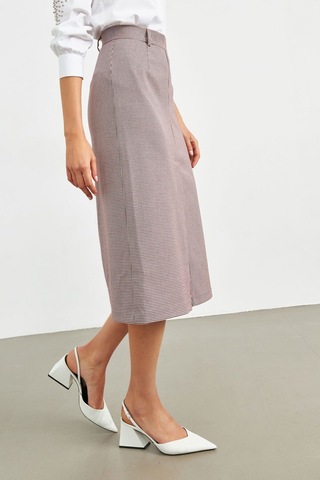 Stella Pulvis Bordo Pötikare Yırtmaçlı Midi Kalem Etek Bordo