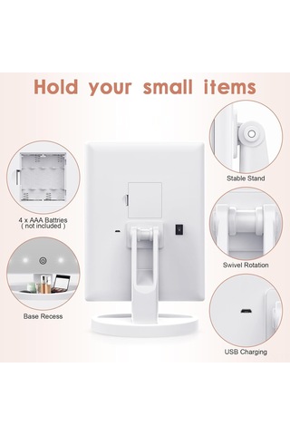 Qingmipy Katlanabilir Led Aydınlatmalı Büyütmeli Makyaj Aynası - Dokunmatik Kontrollü, Usb Şarjlı, Ayarlanabilir Açı, Depolama Tepsili Diğer