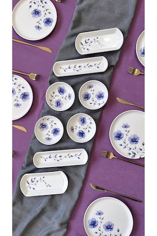 Mor Menekşe 6 Kişilik 14 Parça Kahvaltı Takımı Mor