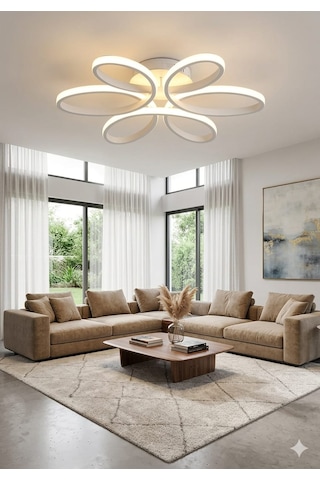 Lzy Avize Store Yonca 6 Lı Beyaz Plafonyer Salon Mutfak Çocuk Odası Yemek Masası Ve Antre İçin Modern Led